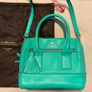Kate Spade Pebble Leather Medium Satchel Teal Green